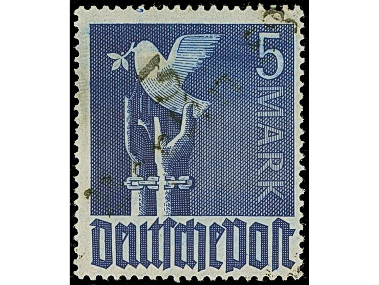 “3/Berlin 58” (Arge 3/16a) auf Arbeiter 2, 60 Pfg. karminrot und 80 Pfg. sowie Taube 1-5 M., 7 Werte, kpl. Schaltersatz mit d