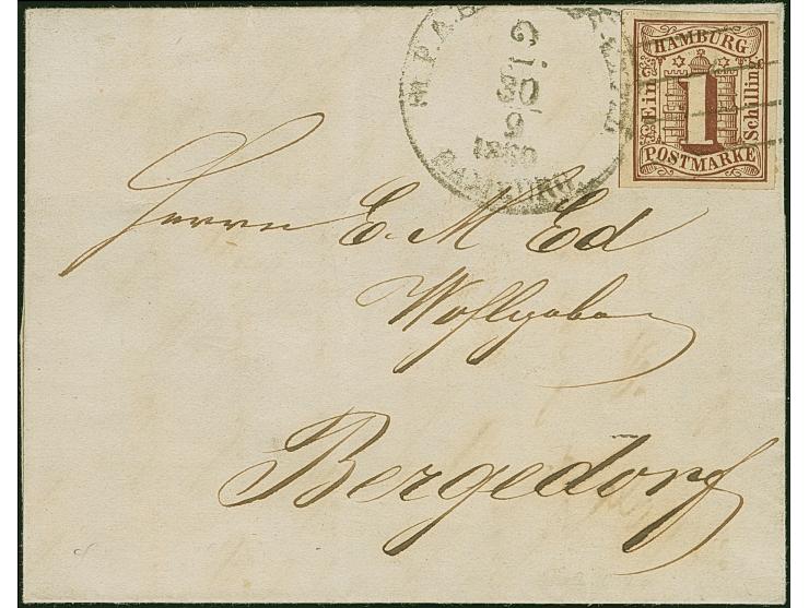 1 Sch. braun, farbfrisch und allseits breitrandig, mit sauber aufgesetztem Strichstempel und leicht übergehendem EKr. “St.P.A