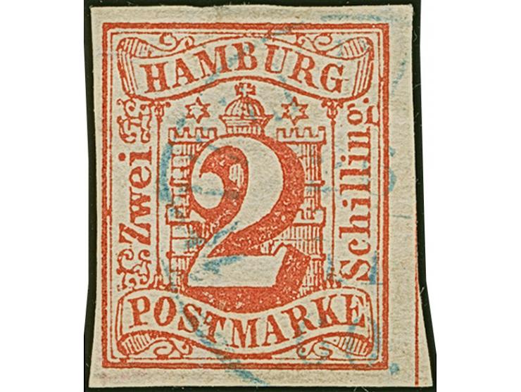 2 Sch. rot, voll-bist breitrandig, entwertet durch blauen EKr. “RITZEBÜTTEL”. Mit dem Ort Stempel als Entwertung ist bisher k