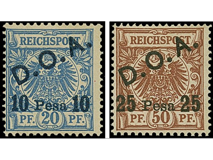 "D.O.A.", Schrägaufdruck in schwarz bzw. blau auf 3 P.-25 P., ungummiert, meist etwas fehlerhaft, 10 P. einwandfrei. Mit dies