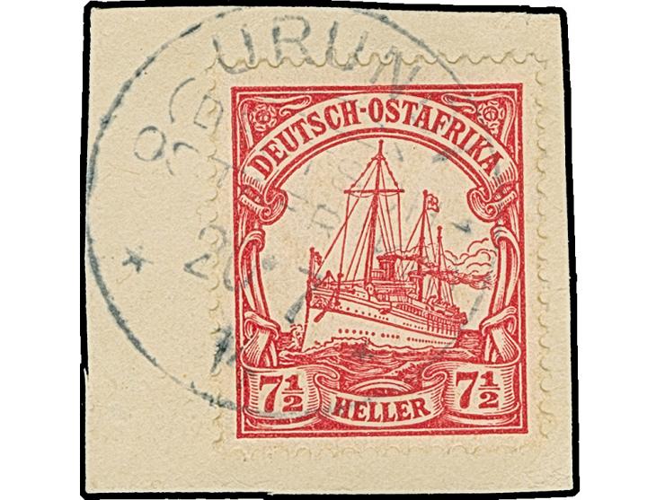 "URUNDI 20.7 14" sauber und voll auf 7½ H. mit Wz. auf Briefstück. Bis auf etwas unregelmäßige Zähnung tadellos. Signiert Gro