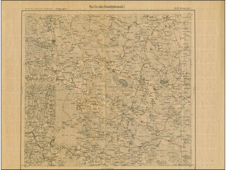 1919, Ear of corn 10 kopek red, imperforated, complete sheet on map Q14 Sissegal, mint never hinged, folded twice vertically,