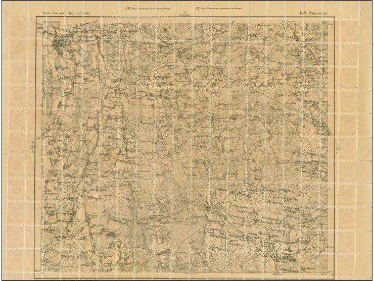 1919, Ear of corn 10 kopek red, perforated, complete sheet on map P19 Poniewiez, mint never hinged, some perf separations, ot