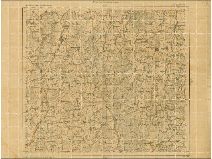 1919, Ear of corn 10 kopek red, perforated, complete sheet on map O18 Klawany, mint never hinged, some minor perf separations