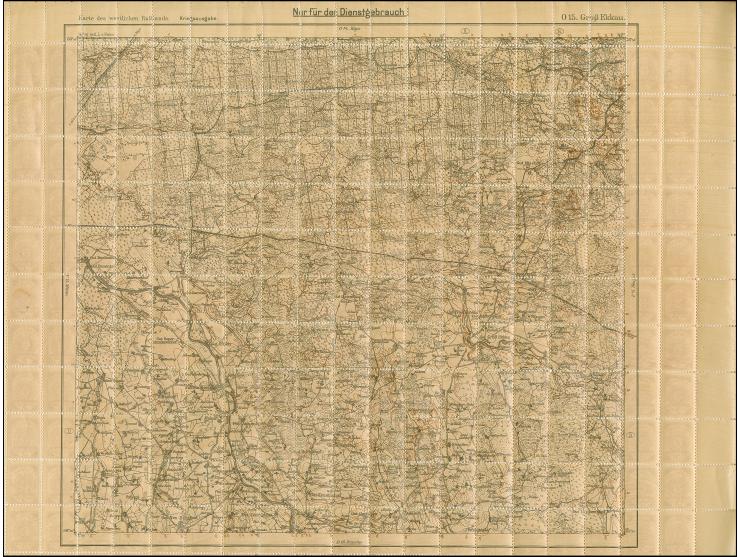 1919, Ear of corn 10 kopek red, perforated, complete sheet on map O15 Groß Ekkau, mint never hinged, some minor perf separati