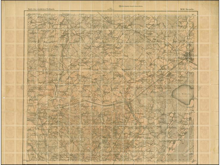 1919, Ear of corn 10 kopek red, perforated, complete sheet on map M18 Szawle, mint never hinged, some minor perf separations,