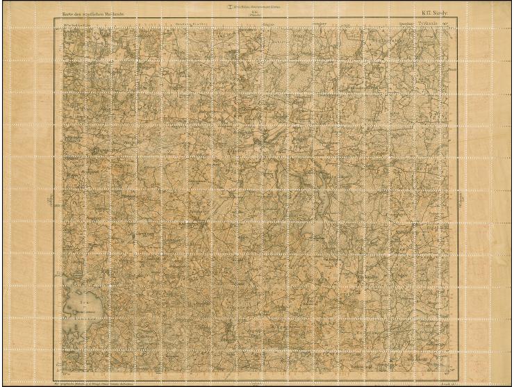 1919, Ear of corn 10 kopek red, perforated, complete sheet on map K17 Siady, mint never hinged, some minor perf separations, 