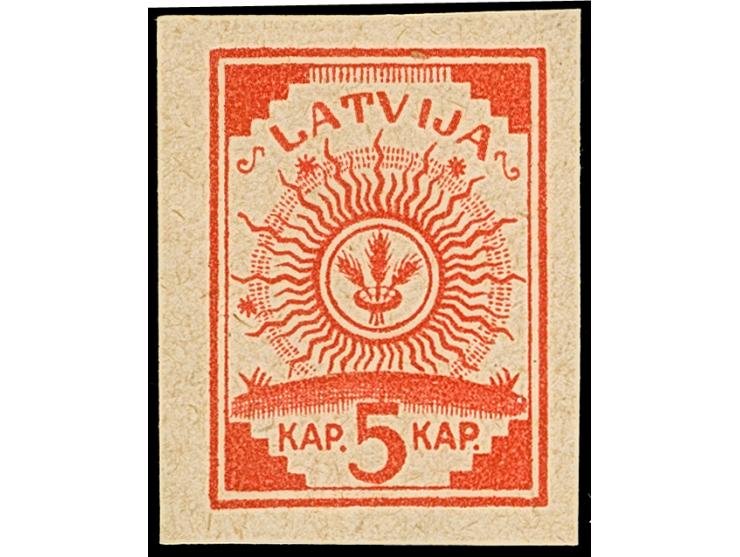 1918, Ear of corn 5 kap. orange, prof on thick map paper, mint never hinged, fine