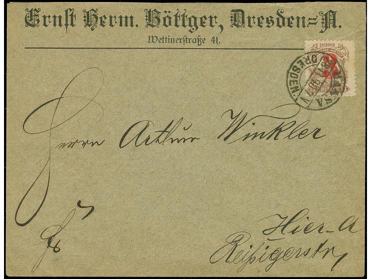 Hansa: 1890, 3 au 13 Pfg. rotbraun mit Stempel “HANSA DRESDEN 28.11.90” auf Firmen-Vordruckbrief “Ernst Herm. Böttger, Dresde