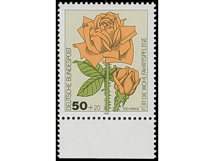 1982, Gartenrosen 50 Pfg. mit Abart "Farbe Rot (in Blüten) fehlend", postfrisch, tadellos, Fotoattest A. Schlegel BPP (2007)