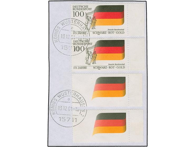 1990, 175 Jahre Nationalfarben 100 Pfg. mit Abart Stichtiefdruckfarbe schwarz fehlend (Zeichung, Inschriften), zwei Werte zus