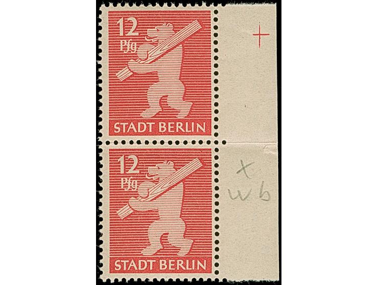 6 Pfg. und 12 Pfg. (senkrechtes Paar) auf Papier mit glatter Gummierung, postfrisch einwandfrei. Unsigniert und jeweils Kurzb