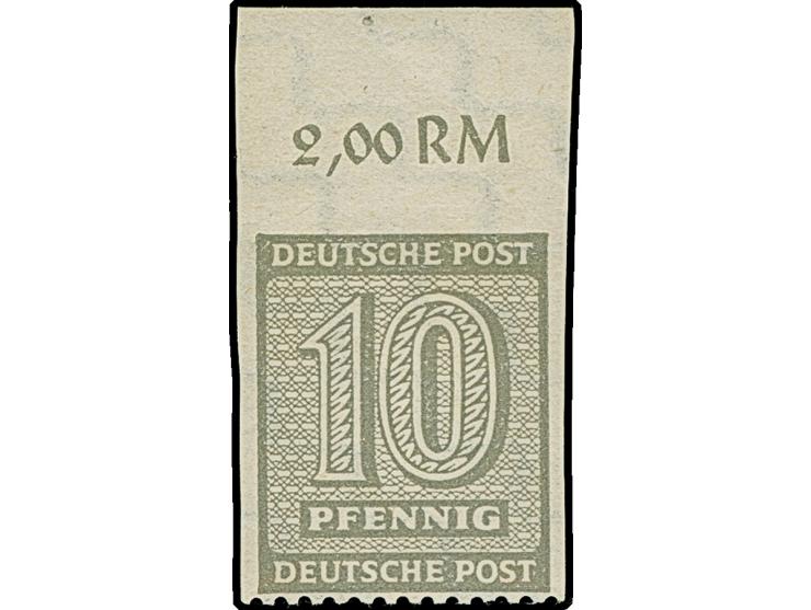 Ziffern 10 Pfg. oben ungezähnt; wie immer bei dieser Abart ist die seitliche Zähnung wahrscheinlich abgeschnitten, postfrisch