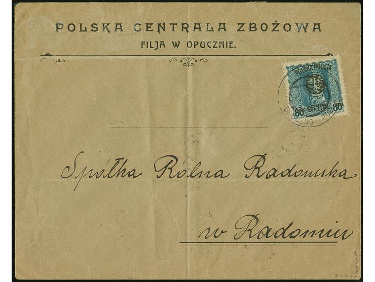 1918, Lublin Issue 45 h., tied by cds. “OPOCZNO 7.1.19” to Radomsk, few folds, otherwise fine, very rare issue on cover, sign