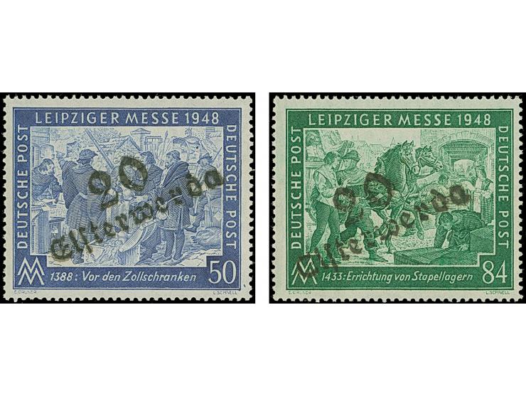 “20/Elsterwerda” auf Leipziger Messe 50 und 84 Pfg., postfrisch, als Probedrucke signiert Dr. Herbst BPP