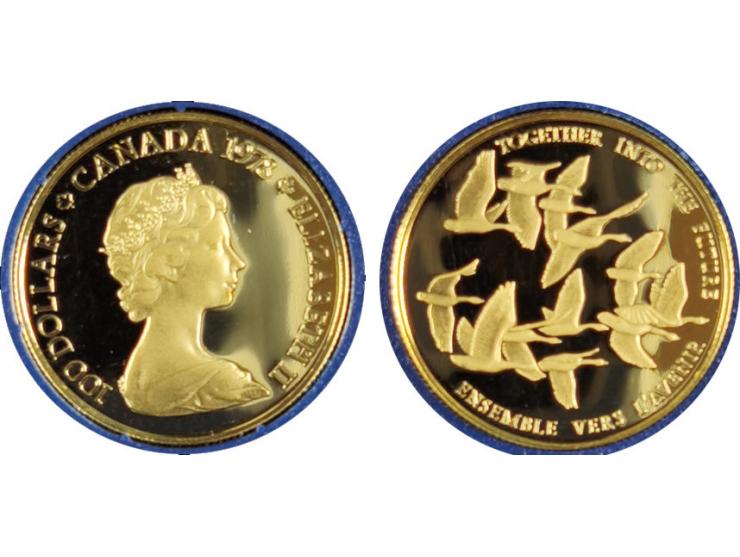 KANADA: 100 Dollar, 1978, 16,965 gr. 916/1000, Goldmünze, Polierte Platte in Etui mit Zertifikat&nbsp;