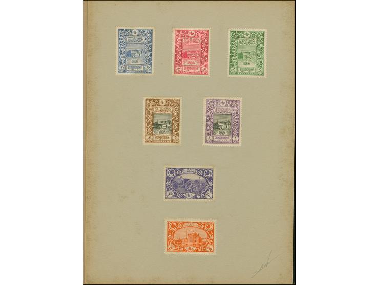1917, The original PTT gift booklet for minister including Mount Sinai set of six, mounted on pages including other stamps, p