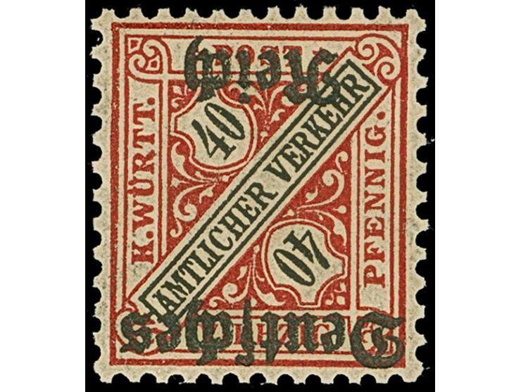 1920, Amtlicher Verkehr 40 Pfg., kopfstehender Aufdruck, postfrisch, tadellos, eine sehr seltene Marke, ProFi hat lediglich 1