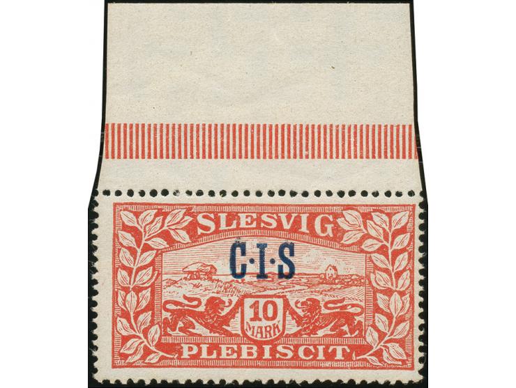 1920, CIS 1-10 Mark, 10 Mark mit Oberrand, postfrisch, 10 Mark mit herstellungsbedingt gummifreien Stellen am Oberrand, tadel