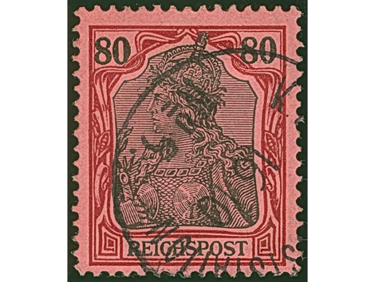 PETSCHILI: Germania 80 Pfg. rötlichkarmin/rotschwarz, farbfrisch und gut gezähnt, sauber gestempelt, tadellos, Steuer BPP