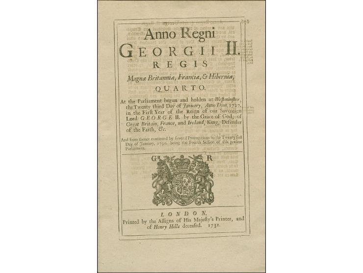 1731, “Anno Regni Georgii II. ..” , act of Parliament referring to the Penny Post.