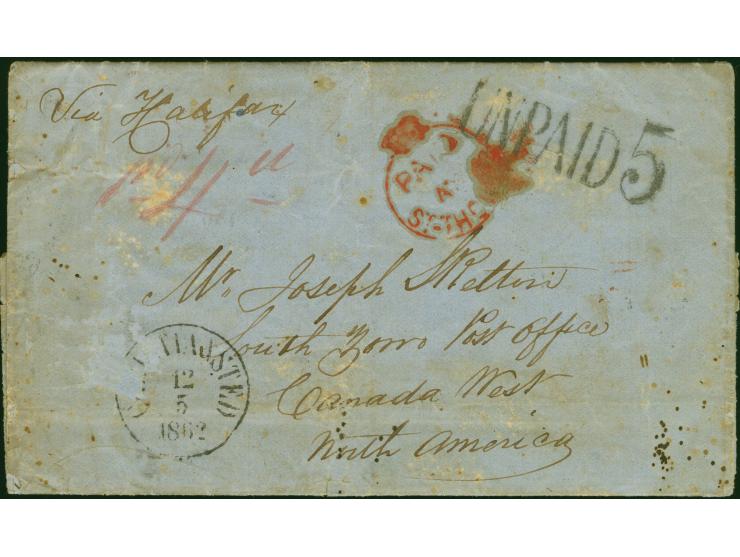 DWI: "PAID AT ST. THOMAS" (CC2), good strike on entire letter from St. Croix with adjacent Danish "CHRISTIANSTED 12 5 1862" t