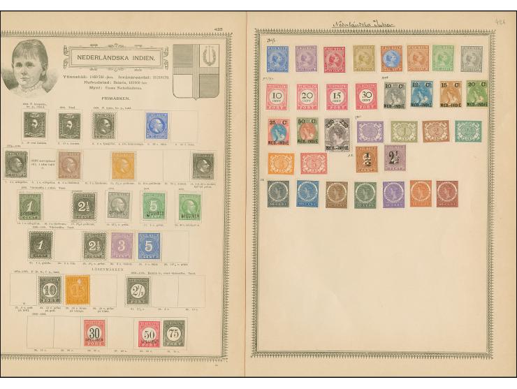1869, two pages from the Royal Swedish General Post Office collection with mounted stamps, values handstamped and overprinted