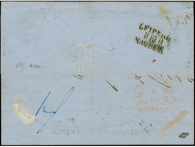 10 Ngr. milchblau, links unten kurz berührt, sonst vollrandig, mit Nr. "17" und sauber nebengesetztem Doppelkreisstempel "GLA