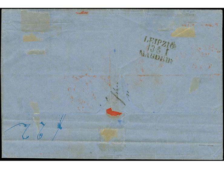 10 Ngr. milchblau, 2 Einzelwerte, mit 5 Ngr. ziegelrot und 1 Ngr. auf mattgraurot, , alle farbfrisch, einseitig leicht berühr