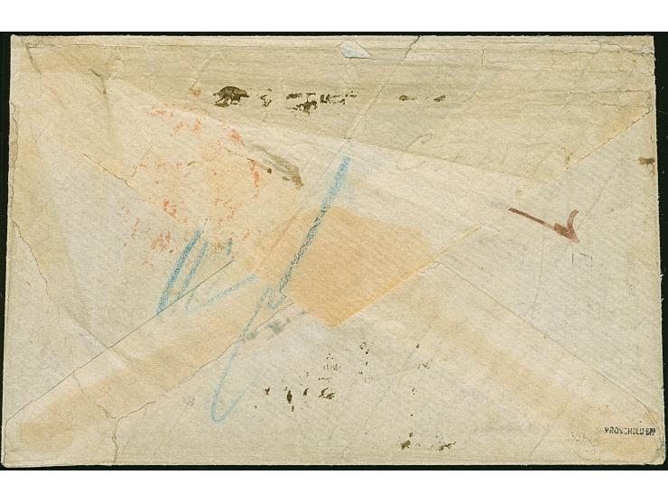 10 Ngr. milchblau, voll- bis meist breitrandig und farbfrisch in Mischfrankatur mit Wappen 2 Ngr. blau, mit Doppelkreisstempe