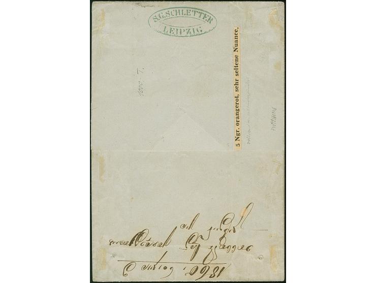 5 Ngr.  lebhaftorangerot und 1 Ngr. auf mattgraurot, beide voll- bis breitrandig, mit Nr. “2” und sauber nebengesetztem Doppe