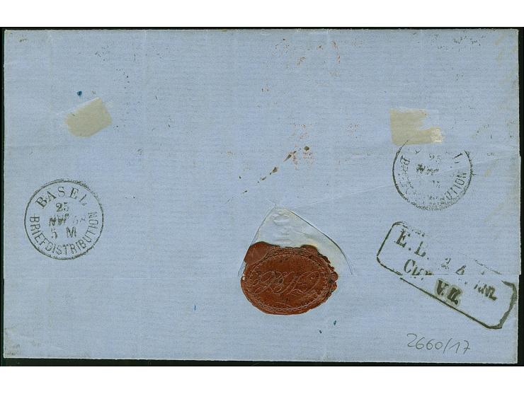 5 Ngr. rostbraun (die sogenannte Fehlfarbe), 2 Einzelwerte, einer rechts oben kurz berührt, sonst beide voll- bis breitrandig