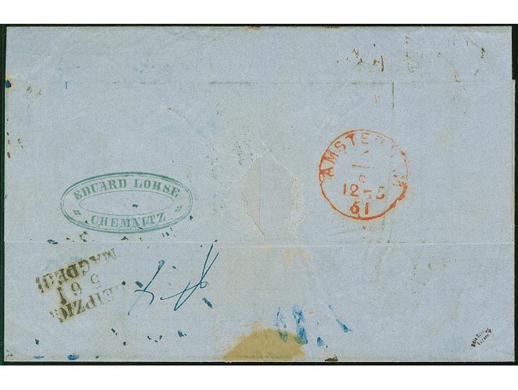 5 Ngr. ziegelrot, 2 Einzelwerte mit Rahmenstempel "CHEMNITZ 4 VI 61", zusammen mit 2 Ngr. auf blau (scharfe waagerechte Druck