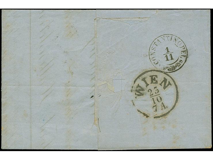 5 Ngr. ziegelrot, 2 Ngr. auf blau und 1851/63, Wappen 3 Pfennig grün, letztere minimal berührt, mit Nr. "8" und sauber nebeng