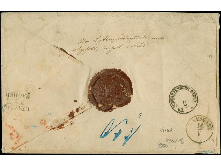 5 Ngr. bräunlichrot im 4er-Block, farbfrisch und noch voll- bis breitrandig, mit 3 Einzelwerten 2 Ngr. auf blau in meist gute