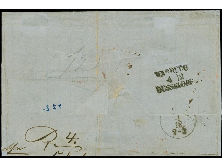 2 Ngr. auf blau und drei Einzelwerte 3 Ngr. auf gelb, 2 Werte winzig berührt, sonst alle voll- bis breitrandig und farbfrisch