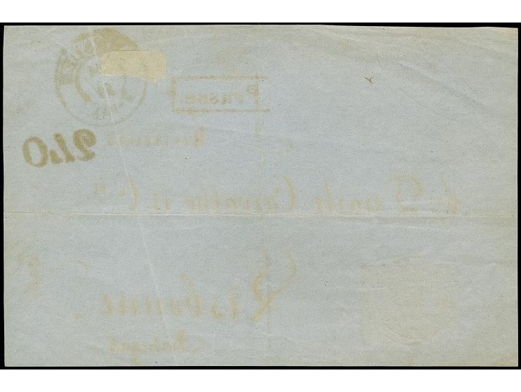 3 Ngr. auf gelb, mit sauberer Nr. "1" und nebengesetztem Doppelkreisstempel "DRESDEN 24/11". auf Briefvorderseite nach Lissab