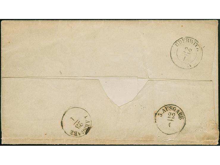 2 Ngr. auf blau, rechts unten kurz an die Randlinie geschnitten, sonst voll- bis überrandig, mit klarer Nr. "114" und sauber 