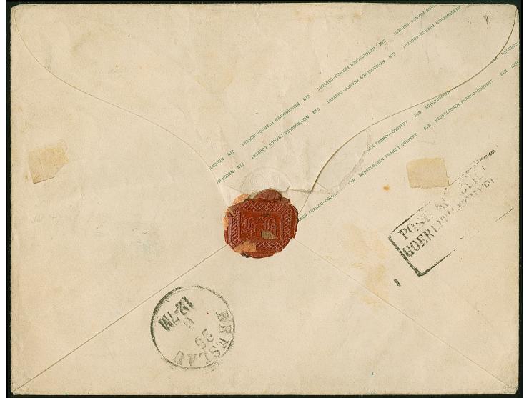 2 Ngr. auf blau, oben gerissen statt geschnitten und hier rechts etwas berührt, sonst voll- bis breitrandig, als Zufrankatur 