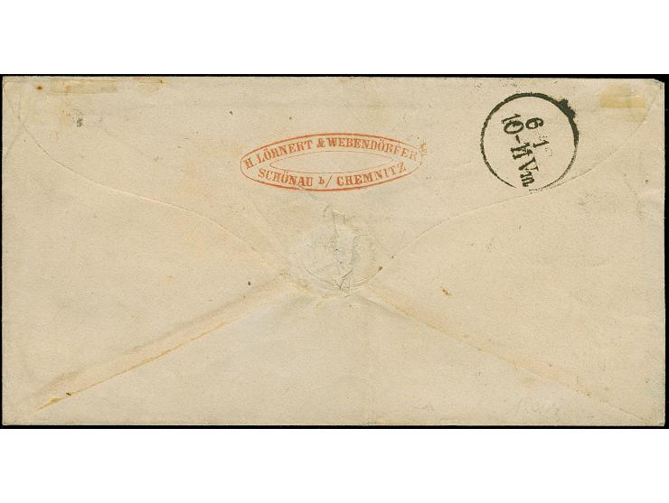 2 Ngr. auf blau, vollrandig, und Ganzsachenausschnitt 1 Ngr. rosa, rund geschnitten, mit Nr. "213" und nebengesetztem Doppelk