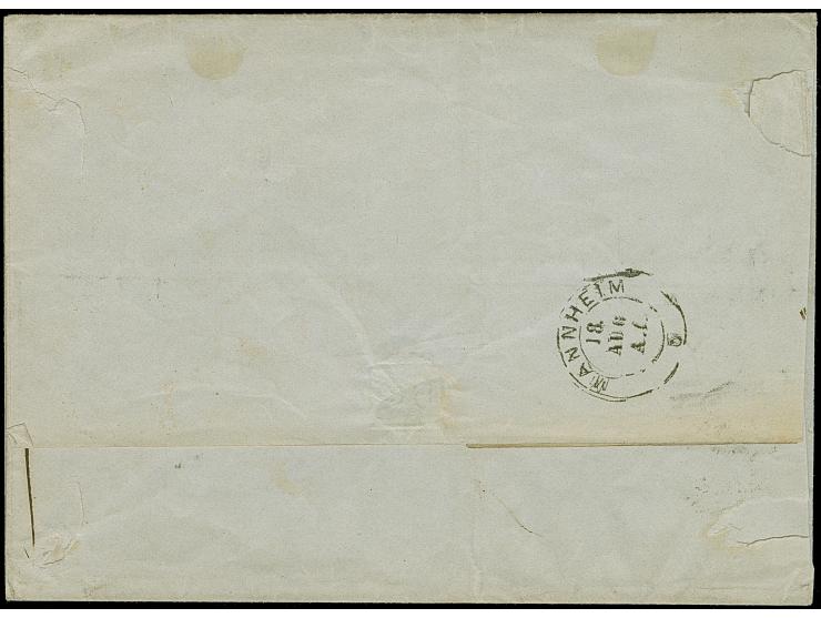 2 Ngr. auf blau, waagerechter 3er-Streifen und Einzelwert, 2 Marken einseitig leicht berührt, in Mischfrankatur mit Wappenaus