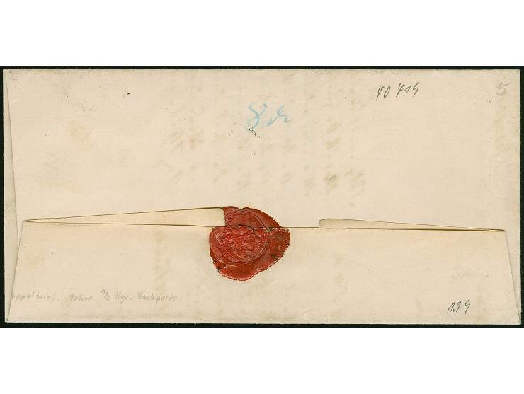 ½ Ngr. auf grau, voll- bis breitrandig, mit Nr. "3" und nebengesetztem Doppelkreisstempel "DRESDEN NEUST. 22 VII 61" auf Brie