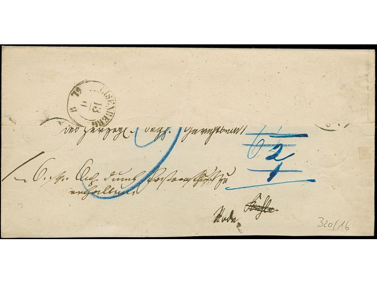 ½ Ngr. auf grau und 1 Ngr. auf hellrötlichkarmin (letztere rechts angeschnitten), mit Nr. "127" und sauber nebengesetztem Dop