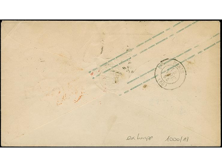 ½ Ngr. auf grau im waagerechten 3er-Streifen, links leicht berührt, sonst noch voll- bis breitrandig, mit Nr. "2" und mit neb