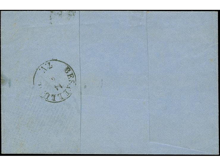 ½ Ngr. auf grau, Type I, und 1851/63,3 Pfg. grün, beide gering berührt, sonst vollrandig, mit Nr. "8" und nebengesetztem Dopp