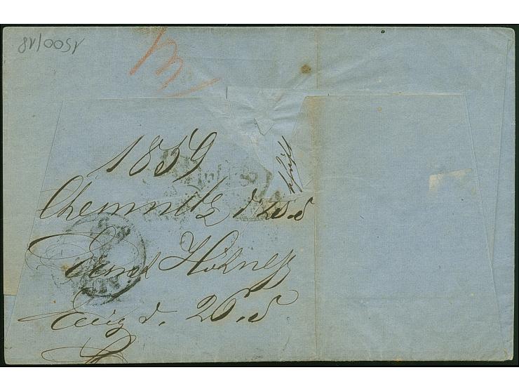 ½ Ngr. auf grau und 2 Einzelwerte 1 Ngr. auf mattgraurot, alle Type I, zusammen mit Preußen 1850, ½ Sgr. rotorange, mit Nr."8