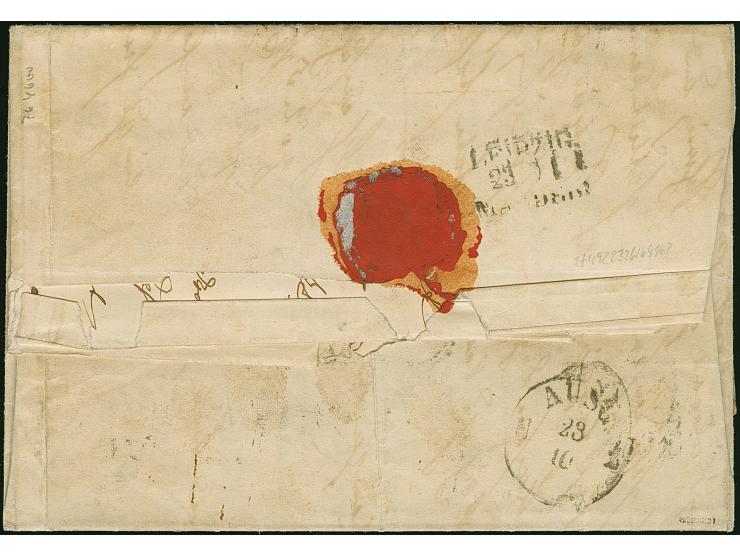 1 Ngr. auf mattgraurot, Type I, 4er-Block und waagerechtes Paar, mit Nr. "1" und nebengesetztem Doppelkreisstempel "DRESDEN 2