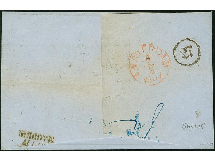 1 Ngr. auf mattgraurot, waagerechter 4er-Streifen und Einzelstück, mit einzeln aufgesetzter Nr. "144" und sauber nebengesetzt