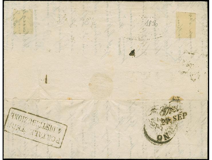 3 Ngr. auf gelb, voll- bis breitrandig, mit Nr. "2" und sauber nebengesetztem Doppelkreisstempel "DRESDEN 23 9" (1856) auf ko