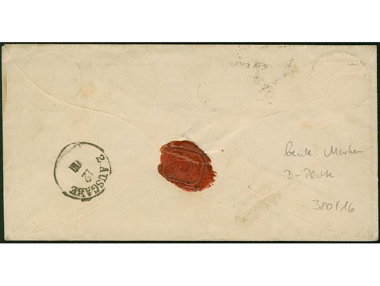 1 Ngr. auf mattgraurot, voll- bis breitrandig, mit Nr. "131" und nebengesetztem Doppelkreisstempel "WOLKENSTEIN 11/VIII 60" a